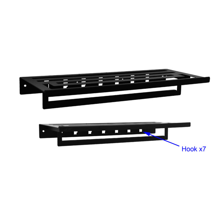 FAC-BK835056-Towel-Rack-with-Multi-Robe-Hook-Ron-Series-Black