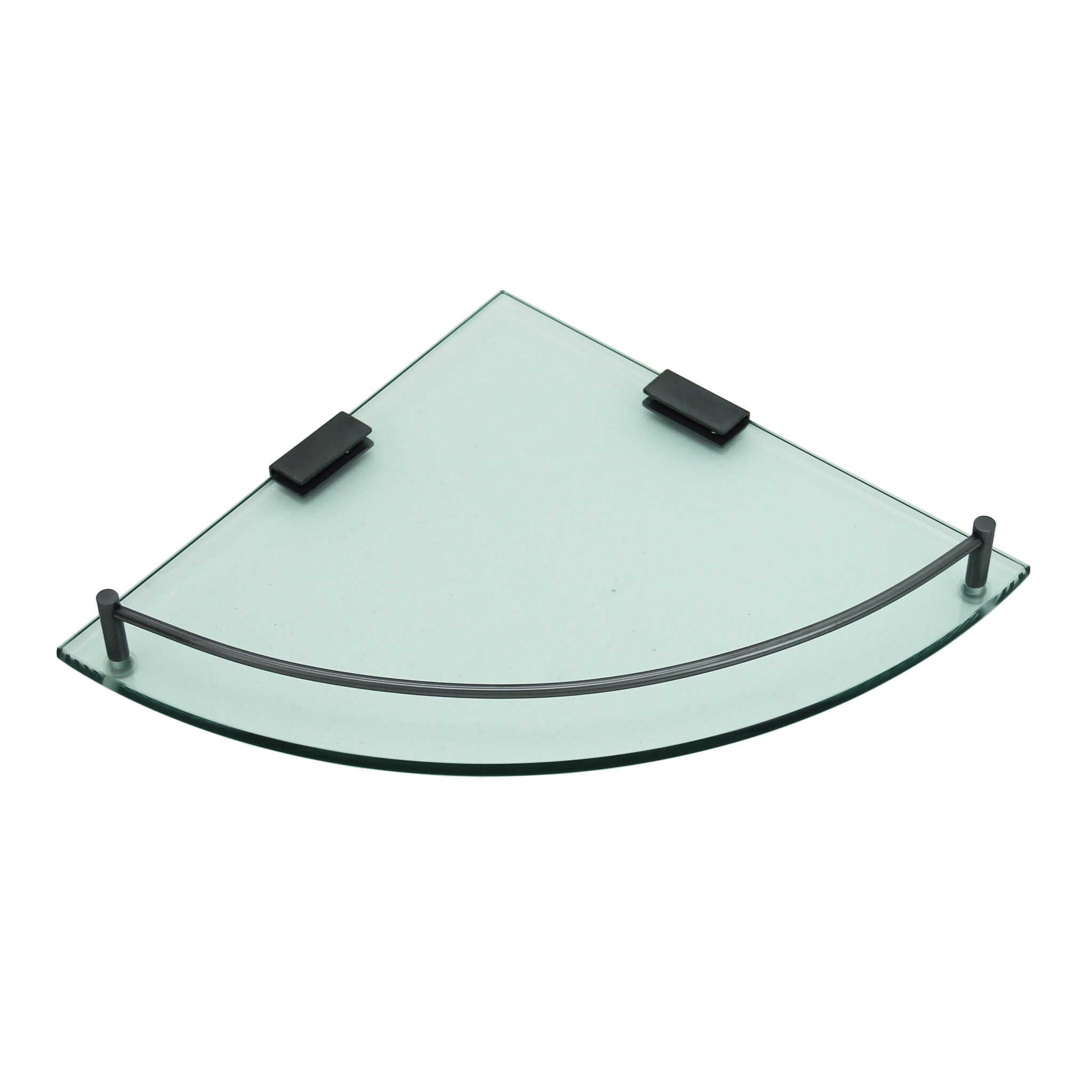 Single Layer Corner Glass Shelf (Clear Glass) - Fidelis Singapore